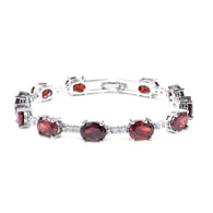 Silvertone Red & White Cubic Zirconia CZ Line Bracelet (8.00 inch)