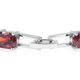 Silvertone Red & White Cubic Zirconia CZ Line Bracelet (8.00 inch)