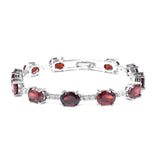 Silvertone Red & White Cubic Zirconia CZ Line Bracelet (8.00 inch)