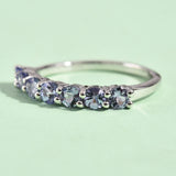 Platinum over Sterling Silver 1.05 ct TANZANITE 7 Stone Ring