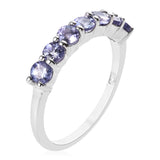 Platinum over Sterling Silver 1.05 ct TANZANITE 7 Stone Ring