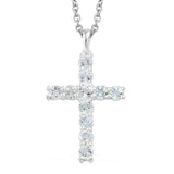 Sterling Silver White TOPAZ Cross Pendant with 20" Stainless Steel Chain