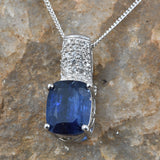 Platinum over Sterling Silver KYANITE & ZIRCON Pendant & 20" Chain