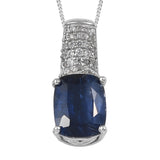 Platinum over Sterling Silver KYANITE & ZIRCON Pendant & 20" Chain