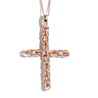 14K Rose Gold over Sterling Silver Byzantine Cross Pendant with Chain