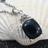 Sterling Silver 4.4 ct Australian VIVIANITE Cabochon Pendant with Magnetic Stainless 20" Chain