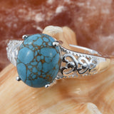 Sterling Silver Blue Mojave TURQUOISE Filigree/Scroll Work Ring