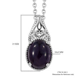 Sterling Silver 3 ct AMETHYST Cabochon Pendant with Magnetic Stainless 20" Chain