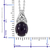 Sterling Silver 3 ct AMETHYST Cabochon Pendant with Magnetic Stainless 20" Chain