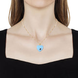 14K YG Sterling Silver Blue HOWLITE & LAPIS Heart Pendant/Chain