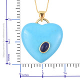 14K YG Sterling Silver Blue HOWLITE & LAPIS Heart Pendant/Chain