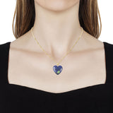 14K YG over Sterling Silver LAPIS & Green JADE Heart Pendant/Chain