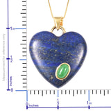 14K YG over Sterling Silver LAPIS & Green JADE Heart Pendant/Chain