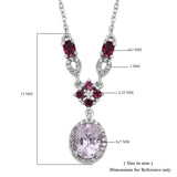 Platinum/Sterling Silver Premium KUNZITE & Multi Gemstone Necklace 18"-20'