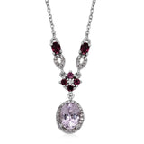 Platinum/Sterling Silver Premium KUNZITE & Multi Gemstone Necklace 18"-20'