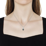 Sterling Silver 3.30 cts Labradorite & Clear CZ Pendant with Stainless 20" Chain