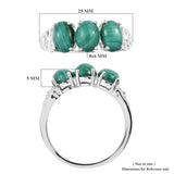 Sterling Silver African Malachite 3 Stone Trilogy Ring (Size 7)