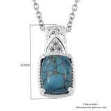 Sterling Silver Blue Mojave TURQUOISE Pendant & Stainless Steel Chain 20"