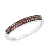 Platinum/Sterling Double Row .25ct Red DIAMOND Stackable Band Ring