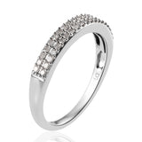 Platinum/Sterling Double Row .25ct White DIAMOND Stackable Band Ring