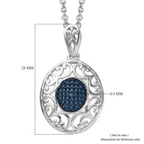 Platinum & Sterling Silver Blue Diamond Accent Scroll Work Pendant 20" Chain