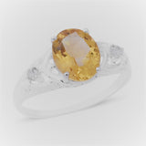 Sterling Silver CITRINE Ring, Earrings, Pendant & Chain Suite Set size 8 only