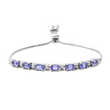 Platinum over Sterling Silver 1.6 ct TANZANITE Bolo Adjustable Bracelet