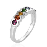 Designer *GP Platinum over Sterling Silver Multi Gemstone Band Ring