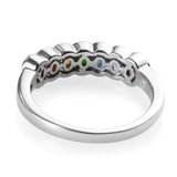 Designer *GP Platinum over Sterling Silver Multi Gemstone Band Ring