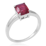 Platinum over Sterling Silver 3.2 ct Cushion Cut African RUBY Solitaire Ring