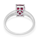 Platinum over Sterling Silver 3.2 ct Cushion Cut African RUBY Solitaire Ring