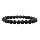 Set of 2 BLACK ONYX & BLACK ONYX The Lord's Prayer Stretch Beaded Bracelets