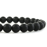 Set of 2 BLACK ONYX & WHITE HOWLITE The Lord's Prayer Stretch Beaded Bracelets