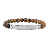 Set of 2 BLACK ONYX & TIGERS EYE The Lord's Prayer Stretch Beaded Bracelets