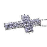 Platinum over Sterling Silver 6.4ct TANZANITE Cross Pendant with Chain