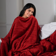 Red Warm and Cozy Microfiber/Sherpa Throw Blanket (80" X 60")