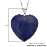 75Ct. Blue Lapis Lazuli Heart Pendant Necklace with 20 Inches Stainless Steel included.