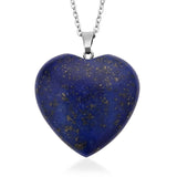 75Ct. Blue Lapis Lazuli Heart Pendant Necklace with 20 Inches Stainless Steel included.