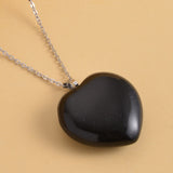 75Ct. Black Obsidian Heart Pendant Necklace with 20 Inches Stainless Steel included