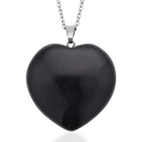 75Ct. Black Obsidian Heart Pendant Necklace with 20 Inches Stainless Steel included