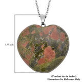 75Ct. Unakite Heart Pendant Necklace with 20 Inches Stainless Steel included.