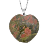 75Ct. Unakite Heart Pendant Necklace with 20 Inches Stainless Steel included.