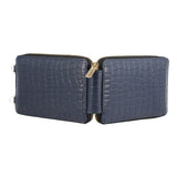 Genuine Leather Crocodile Embossed RFID Crossbody Bag & Phone Holder in NAVY BLUE