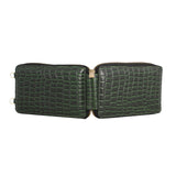 Genuine Leather Crocodile Embossed RFID Crossbody Bag & Phone Holder in DEEP GREEN