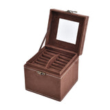 Velvet Three Layer Jewelry Box with Mirror, Handle and Lock In CHOCOLATE BROWN