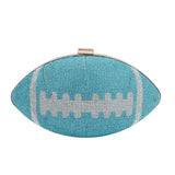 The Perfect SUPER BOWL Game Day Crystal Studded Football Clutch Bag ( BLUE )