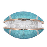 The Perfect SUPER BOWL Game Day Crystal Studded Football Clutch Bag ( BLUE )