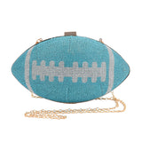 The Perfect SUPER BOWL Game Day Crystal Studded Football Clutch Bag ( BLUE )