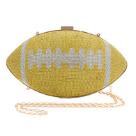 The Perfect SUPER BOWL Game Day Crystal Studded Football Clutch Bag (Yellow)