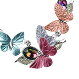 Austrian Crystal & Rainbow Rhinestone Enameled Butterfly Necklace 20.5-22.5 Inches in Silvertone